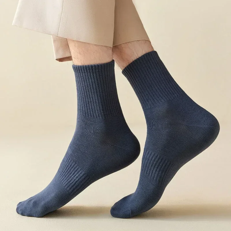 96% reine Baumwolle Herren socken 5 paare/los hochwertige Business anti bakterielle lange dicke Socken lässig atmungsaktiv Herbst Winter