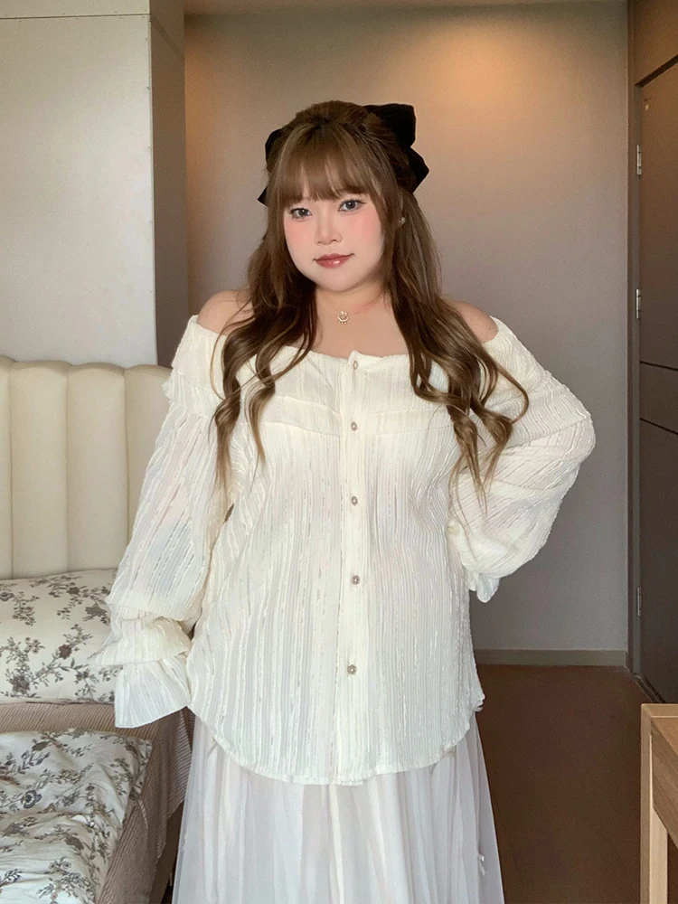 

Loose Long Sve One oulder Soft Candy Bell irt for plus Size Women Autumn New Sle Slimming Wide Leg Pants