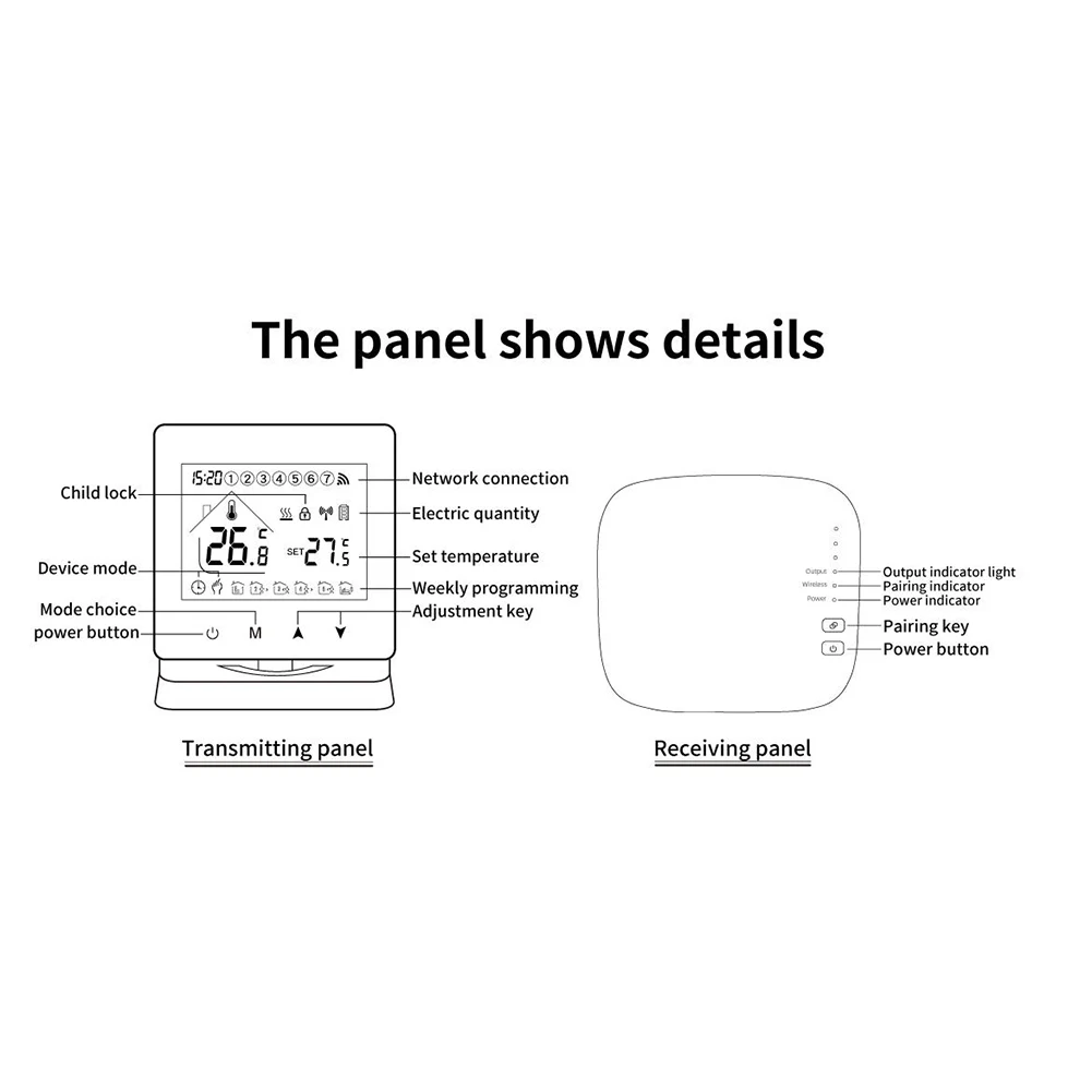 100*86*77mm Gas Boiler Heating Dual Power Supply Thermostat Programmable Heating App Integration Custom Heating Schedule