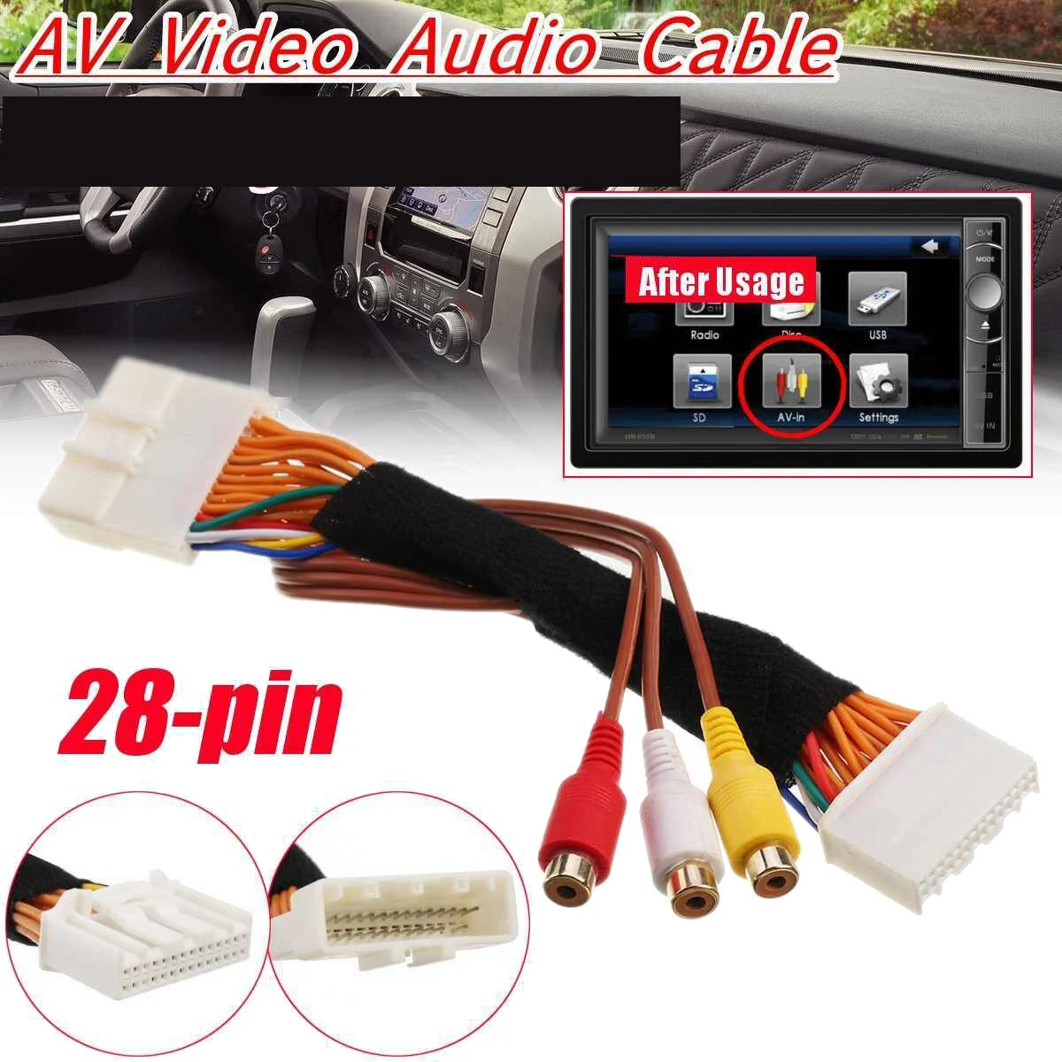 28 Pin AV Video Audio Cable for Toyota/Lexus Touch 2 and Entune Monitors Head Units