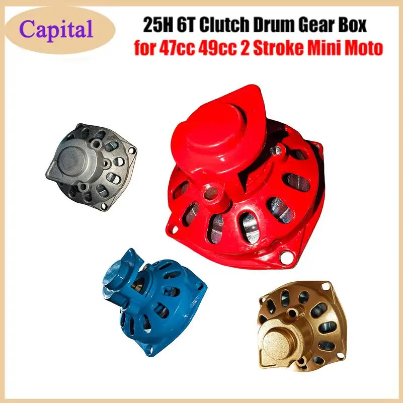 Blue Red Golden Clutch Gear Box Cover with 25H 6T Teeth Sprocket For 2 Stroke 47cc 49cc Engine Mini Moto Dirt Pit Bike ATV Quad
