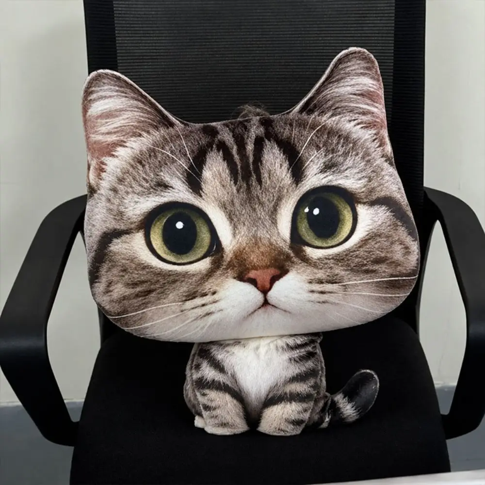 Funny Big Headed Cat Pendant Cute Cartoon 3D Printing Cats Animal Pillow Simulation Realistic Cat Sofa Cushion Home Decor