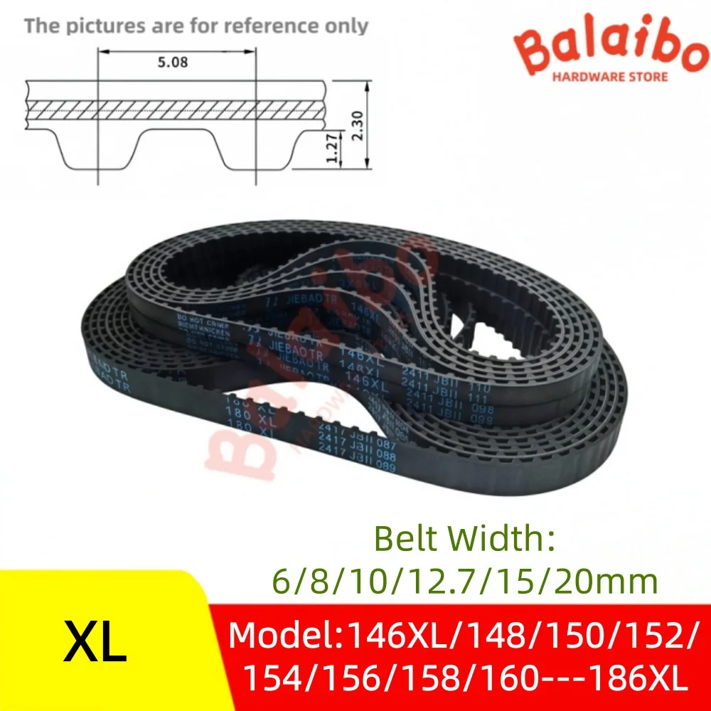 XL High Torque Rubber Timing Belt  Model number 146XL/148/150/152/154/156/158/160/162---186XL Belt Width 6/8/10/12.7/15/20mm