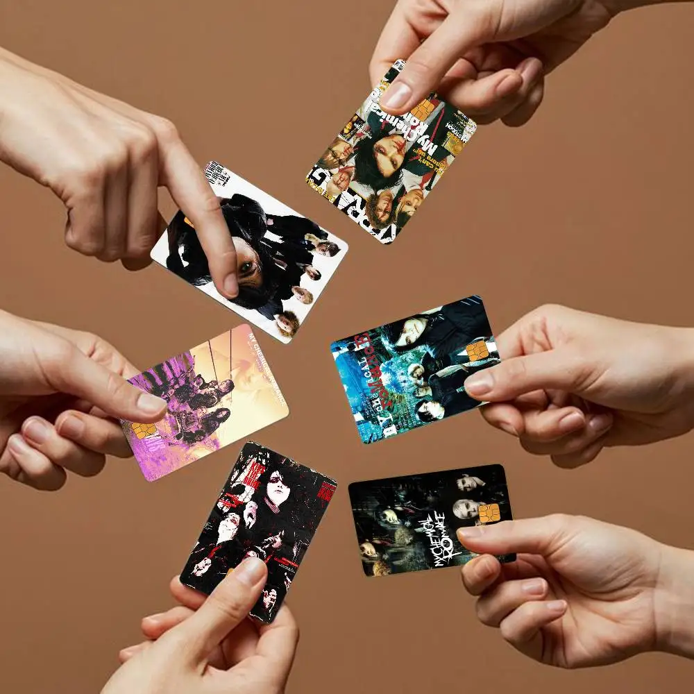 Pegatinas para Tarjetas de Crédito de la Banda de Rock My Chemical Romance, 4 Piezas, 1 Juego, Adhesivos para Tarjetas Bancarias, Tarjetas de Autobús y Metro, Resistentes al Agua, Regalo