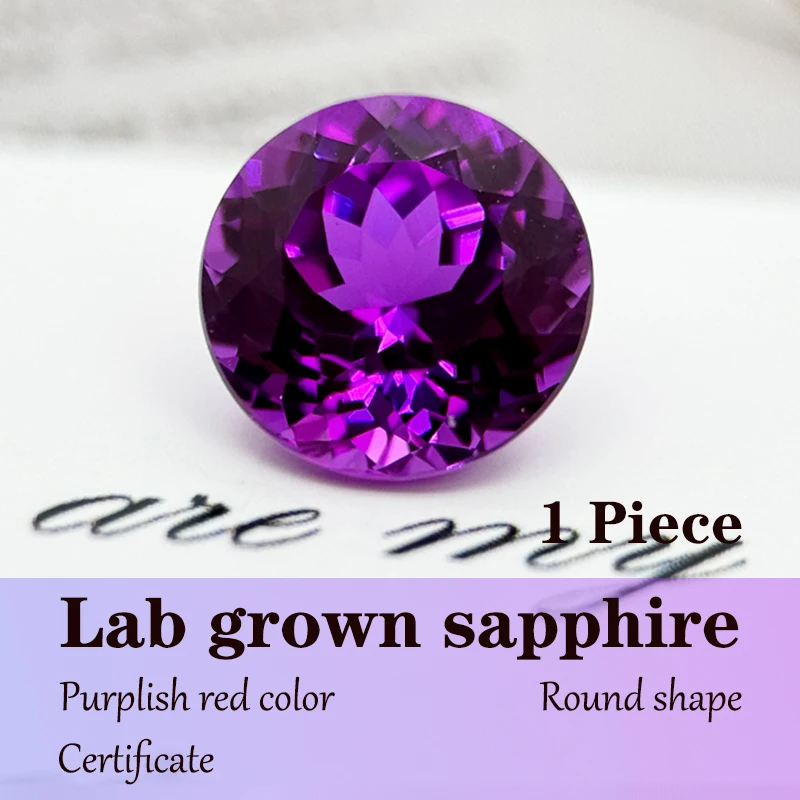 

Круглая форма, выращенный в лаборатории сапфир, фиолетово-красный цвет для продвинутых материалов для изготовления ювелирных изделий, подвески, драгоценные камни, бусины с сертификатом