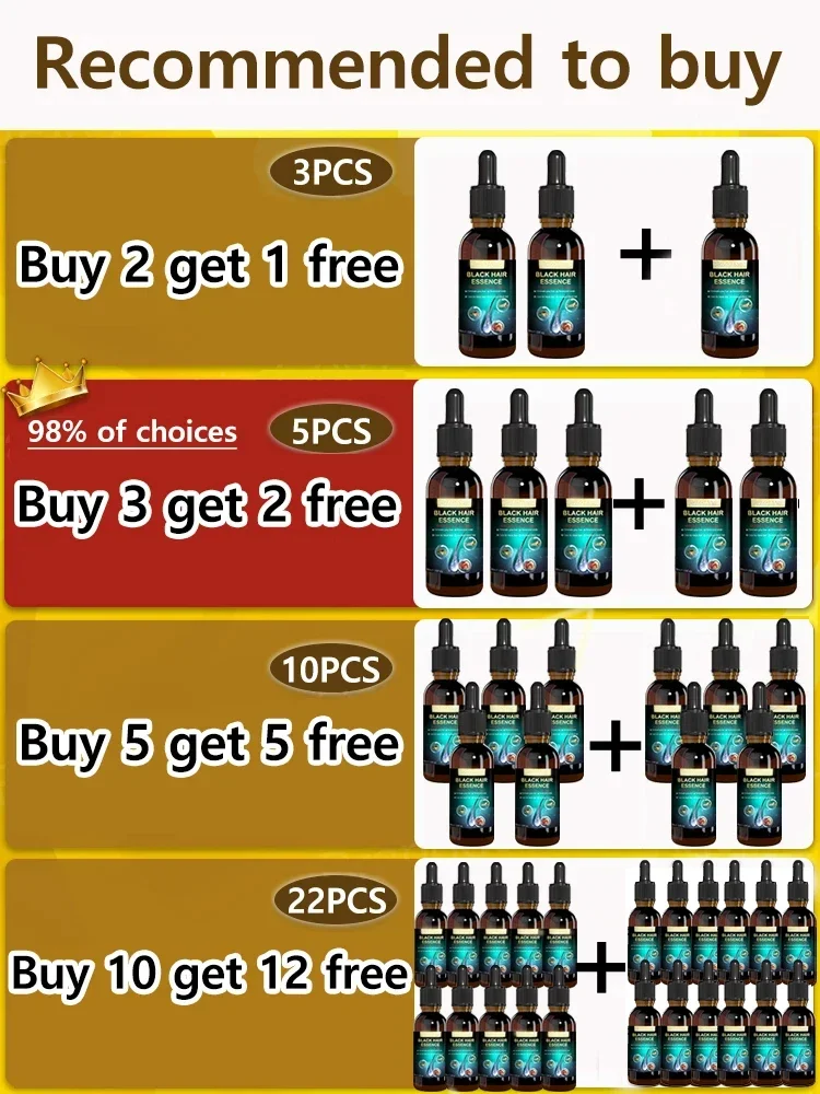 Anti-Grey Hair Essence Serum, Restaurar, Cor Natural, Restaurar, Saudável, Branco para Preto