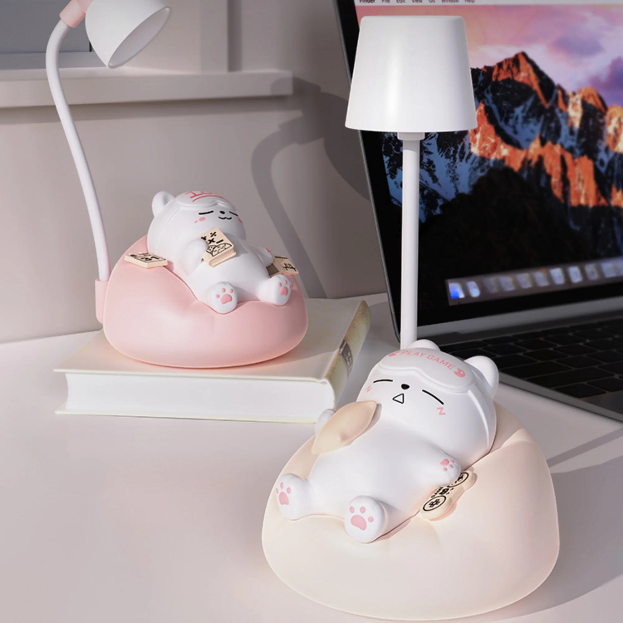 1pc sleeping cat night light, USB charging, 3-level brightness adjustment, pat light, decompression light, atmosphere light.