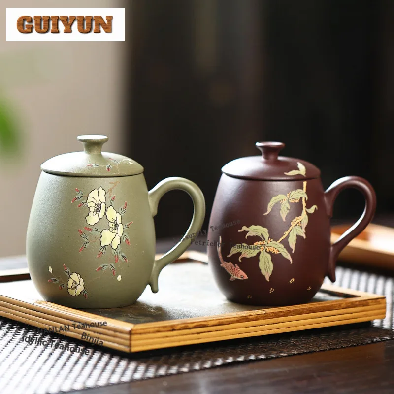 

250 мл Исинская фиолетовая глиняная кофейная кружка, традиционная кружка для завтрака, кружка для послеобеденного чая, бутылка для напитков, личная офисная чашка для воды, набор чая