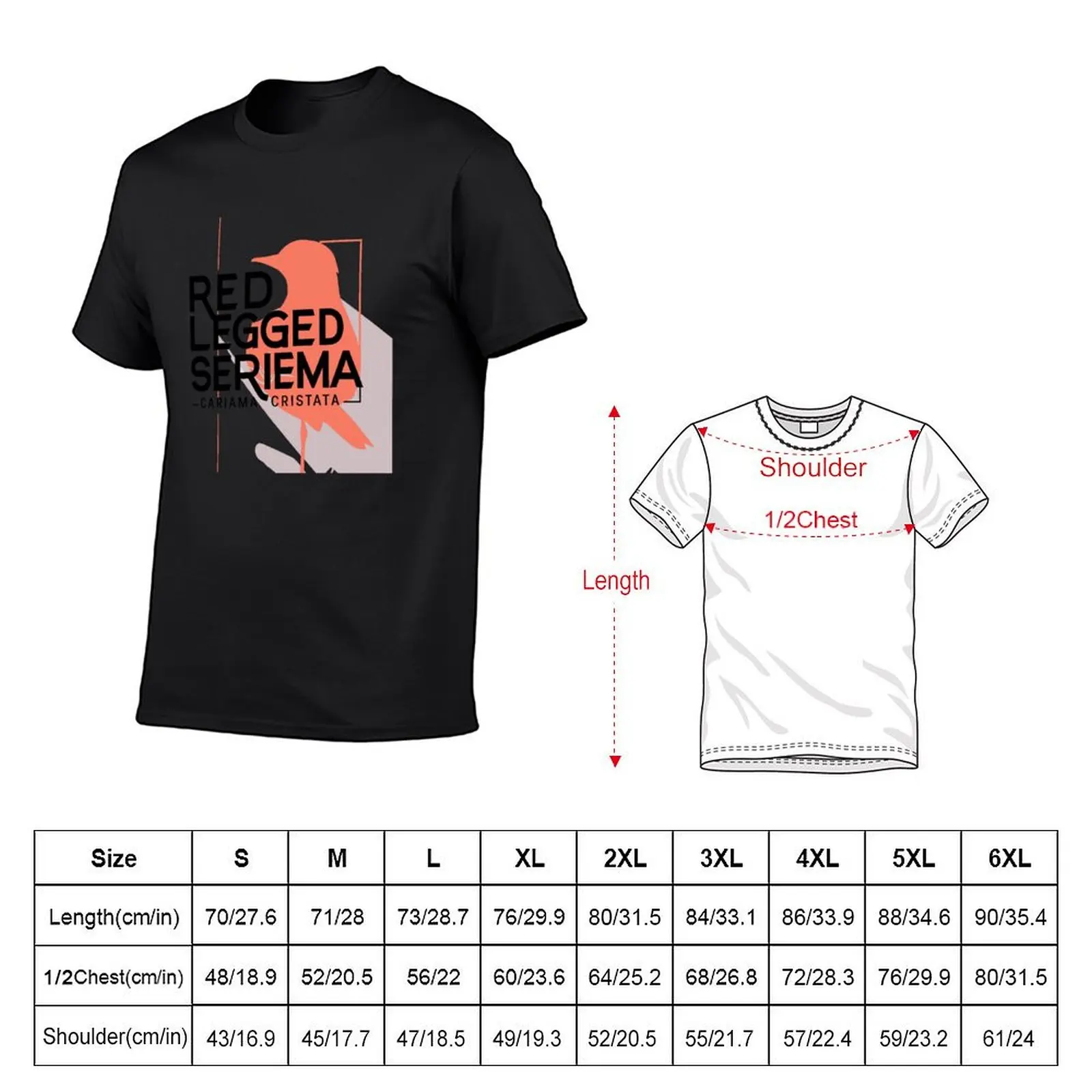 Seriema t-shirt gráfica para homens, tops bonitos, lisos, camisetas engraçadas, pernas vermelhas