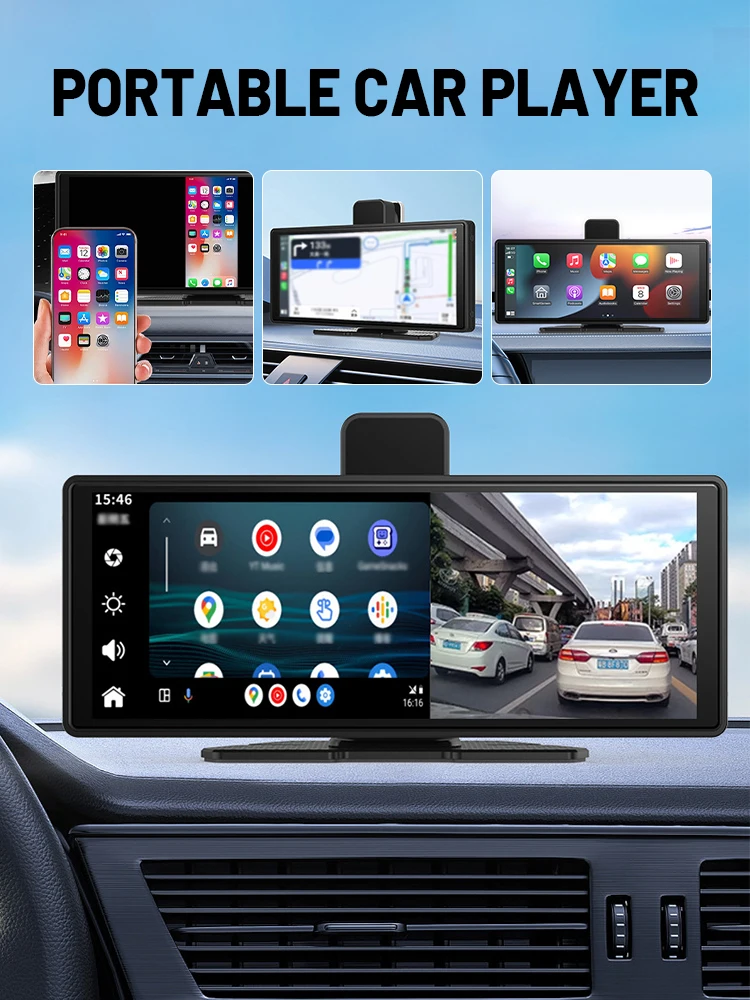 

10.26” CarPlay Android Auto Car Radio Multimedia Video Player IPS Touch Screen With AUX USB Support Rearview Camera