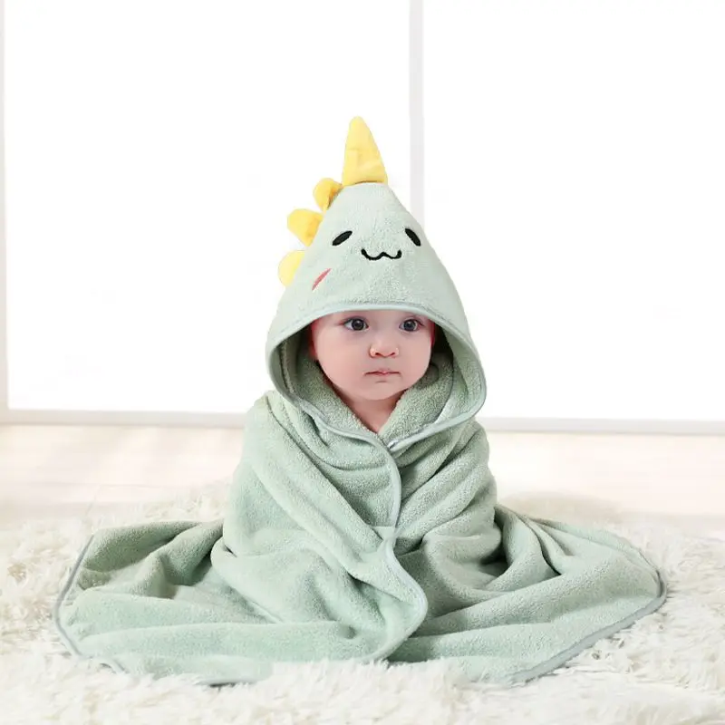 Cute Baby Hooded Towels Cartoon Dinosaur Newborn Bath Towel Toddler Bathrobe Infant Blanket Swaddle Wrap for Boys Girls 80*80