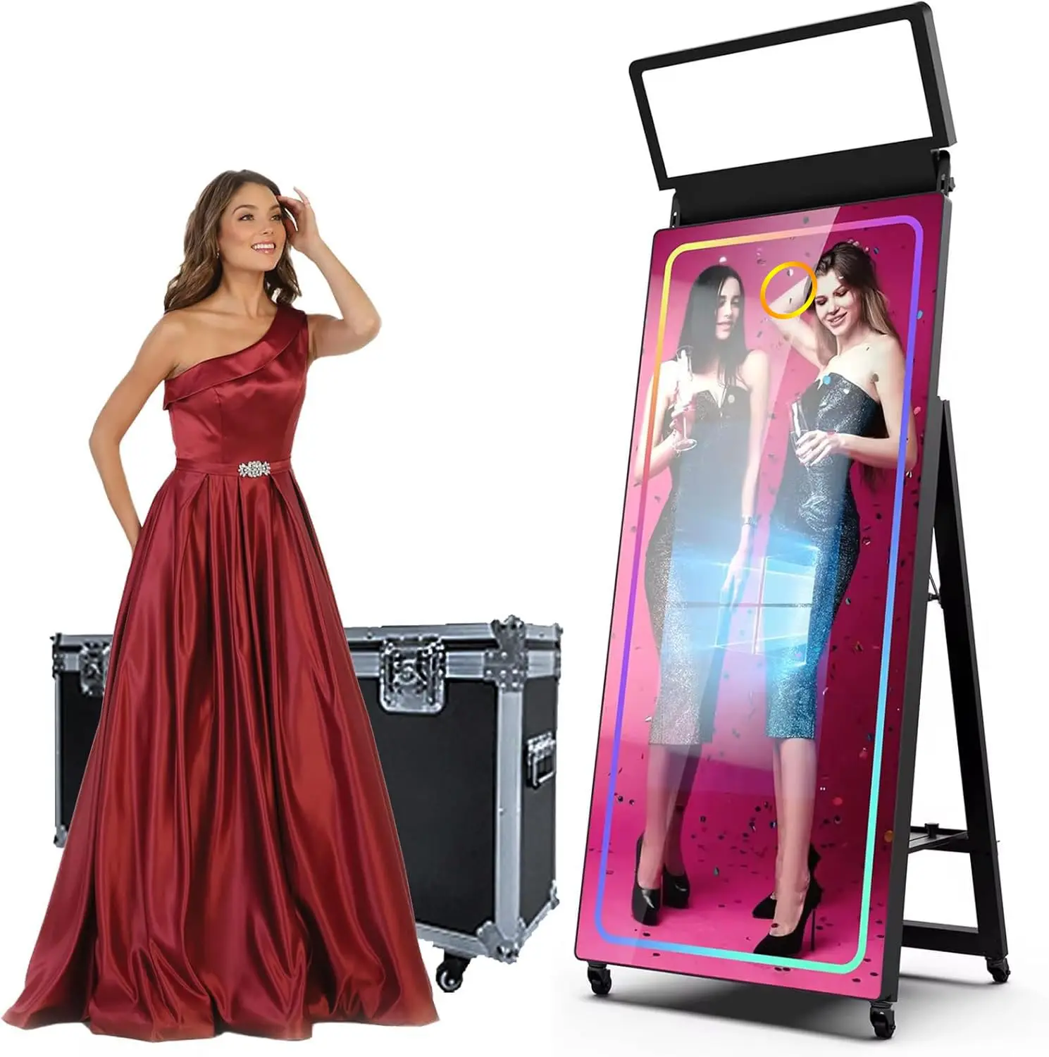 Hot Sale 70inch Mirror Photobooth Miroir Selfie Photo Booth 32inch Touch Screen Magic Mirror Photo Booth With Camera And Printer