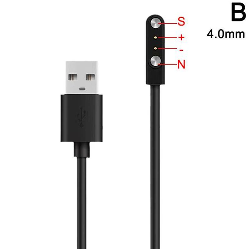 60CM Magnetic Charging Cable For Smart Watch For 2 Pin 7.62mm 4mm 2.84mm Distances Black USB Power Charger Cables Universal