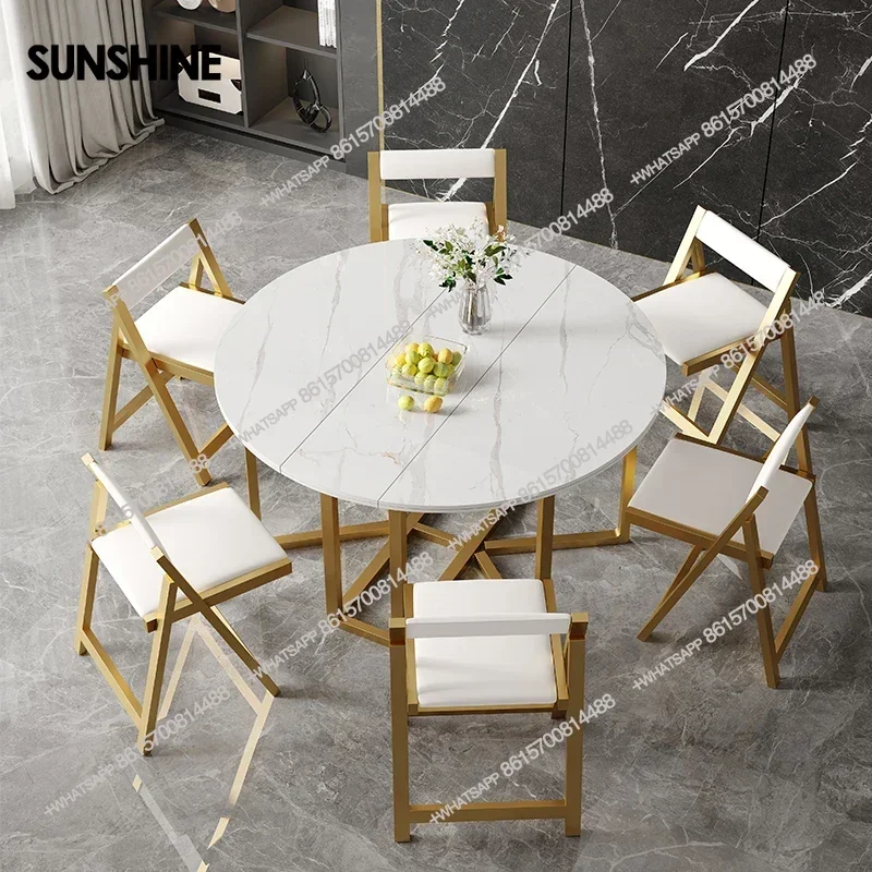 

Luxury Extendable Dining Table Legs Metal Gold Folding Design Dining Table Space Savers Mesas De Jantar Living Room Furniture
