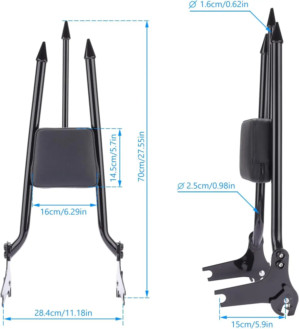 27" Detachable Passenger Backrest Sissy Bar for Harley Touring 1997-2008 Road King Street Glide Vivid view 5
