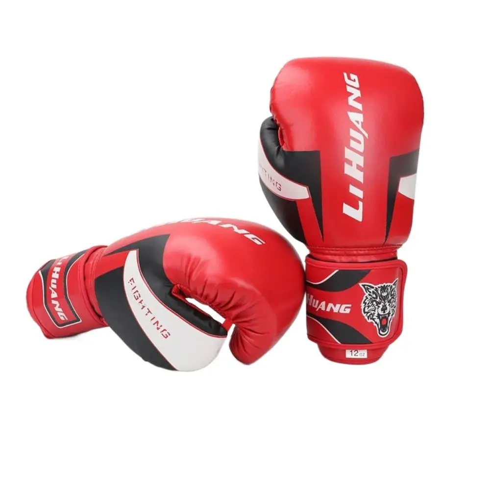 

1 Pair of PU Leather Boxing Gloves Breathable Holes Wear Resistance Training Gloves Wrist Band Closure High Strength