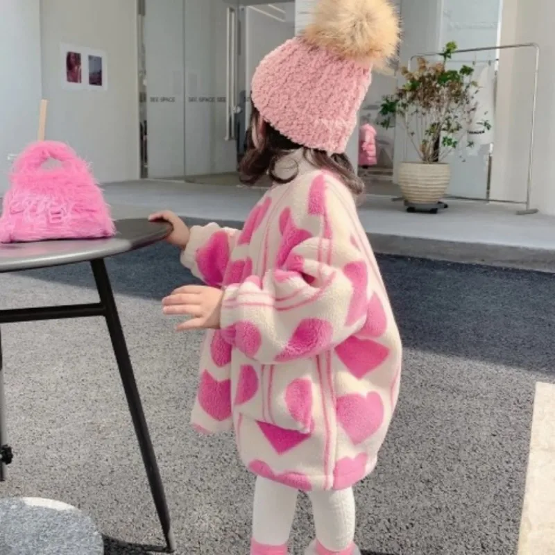 Girls clothes 2024 New Woolen Coat Autumn Winter Baby Woolen Coat Fashion Child Quilted Plush Top abrigo invierno niña 크리스마스 아기옷