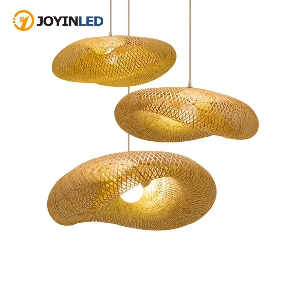 

JOYINLED ручной работы винтажный бамбуковый плетеный подвесной светильник для дома, подвесная люстра, освещение для гостиной, кухни, плетеная лампа из ротанга