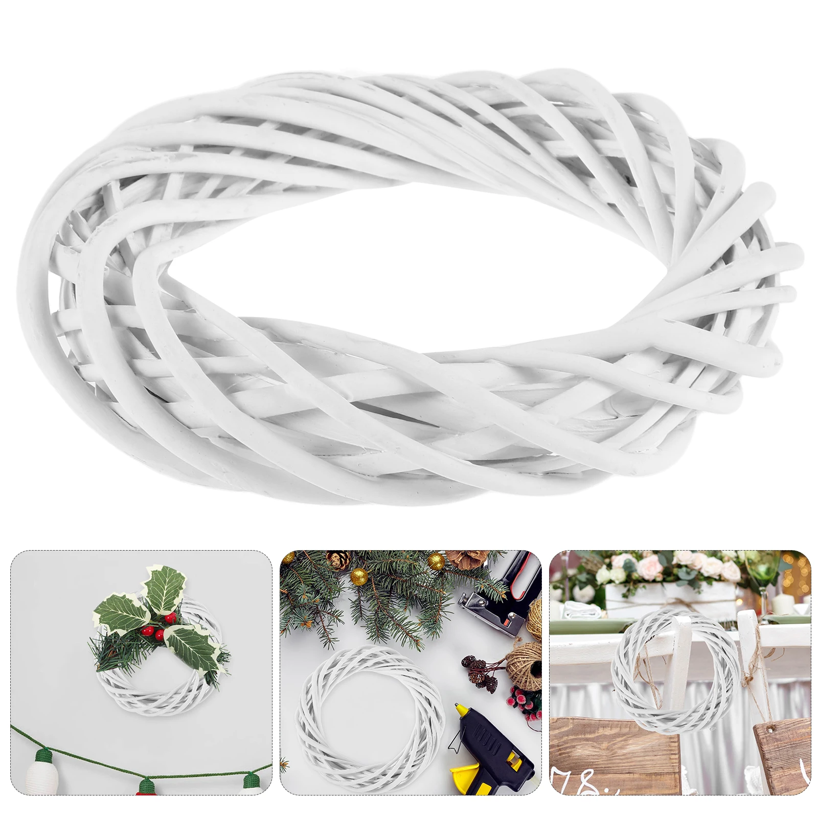 

2 Pcs Rattan Garland DIY Wreath Material Circle Handmade Decor Crafts Rings White Accessory Festival Accessories Wood