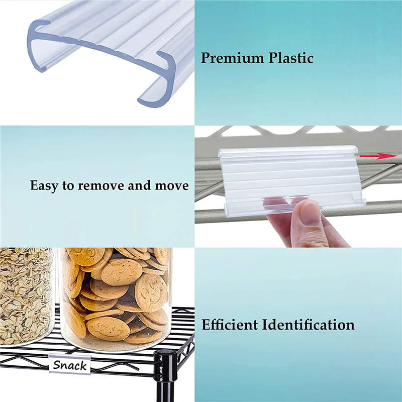 Portable Wire Shelf Label Holders, 60 Pack Plastic Wire Shelf Label Clips With Label Paper Removable Wire Rack Label Holder