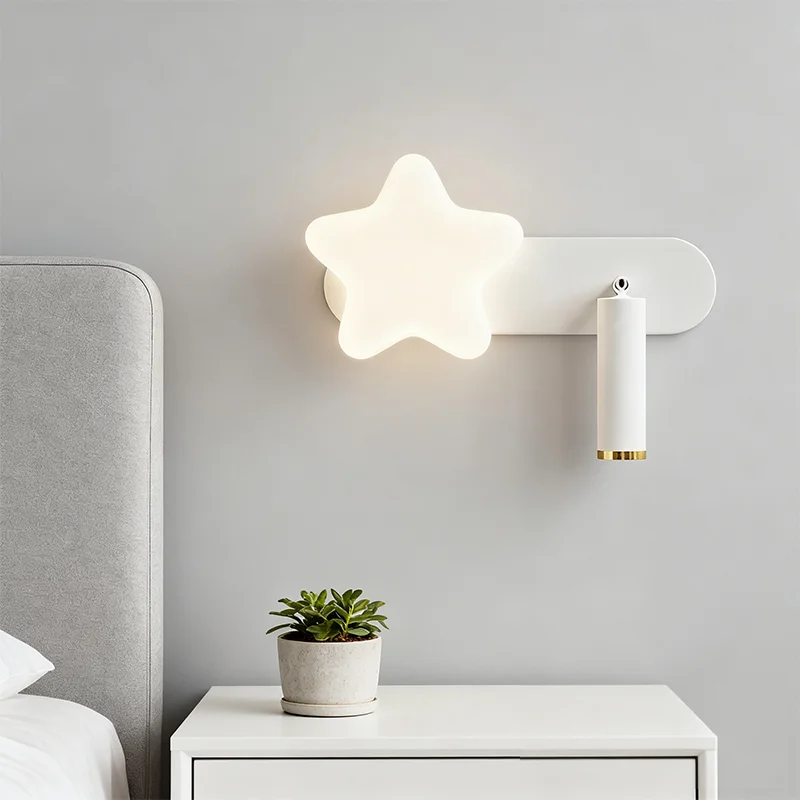 LED Star Wall Lamp Room Decoration Wall Light Rotatable 180° Dimmable Tricolor Lights Study Night Bedside Atmosphere Lamps