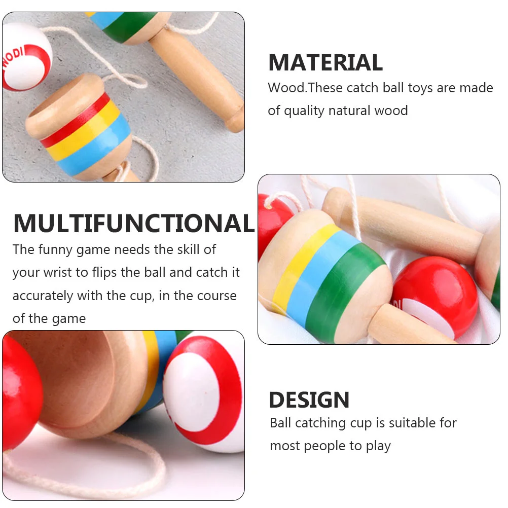 2 Pcs Wooden Kendama Toys Hand Eye Coordination Skill Cup Games Childrens Festive Party Supplies Holiday Decorations Kid