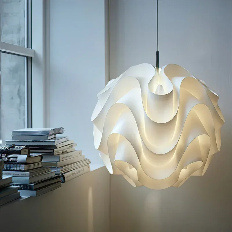 Nordic Acrylic Cone Wave LED  Pendant Lamp for Homestay Loft Staircase Bar Home Living Room Bedside Decor Hanging Lighting