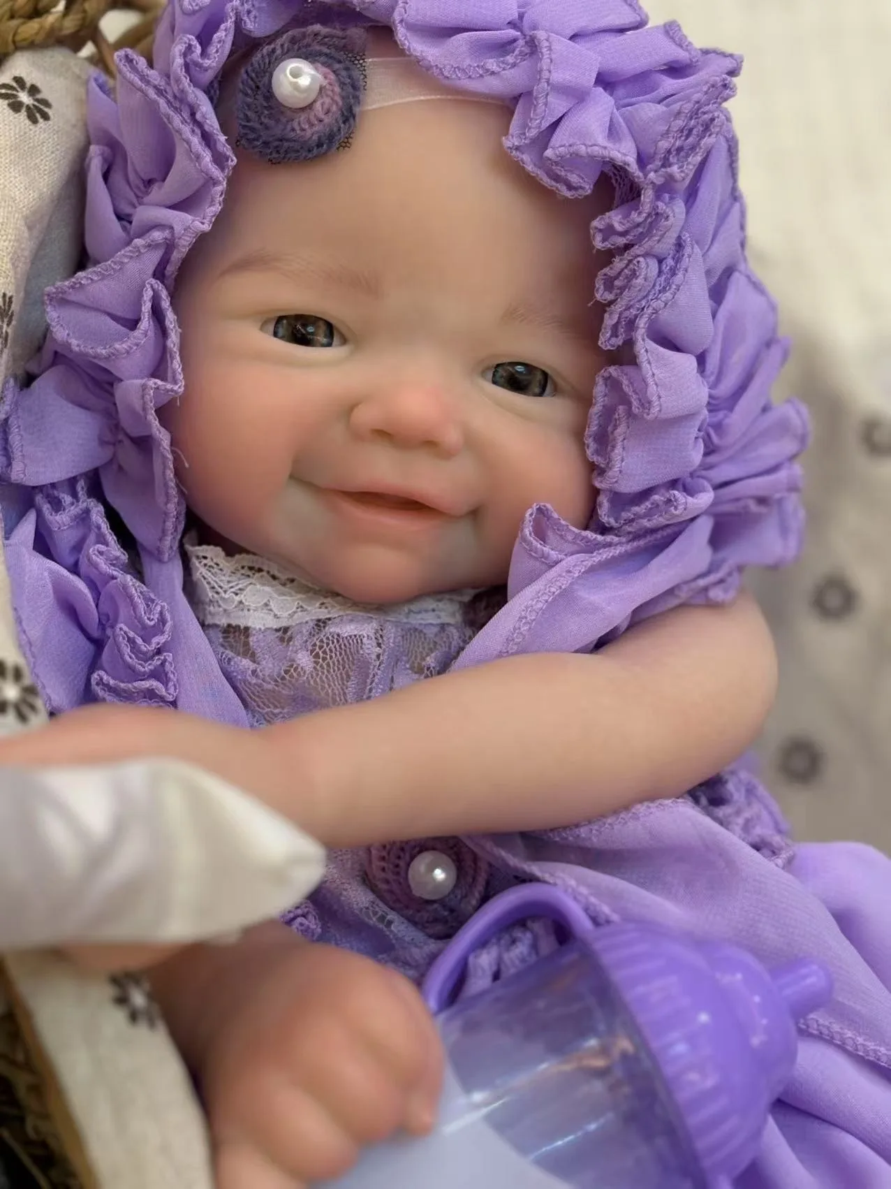 43 Cm Handmade Silicone Lifelike Newborn Baby Doll Cute 3D Painted Can Open Mouth Bebe Reborn Girl Doll