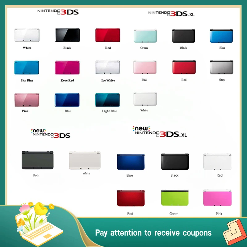 100% Original Refuebished new 3dsxl 3DS 3DSXL 3DSLL handheld game console free games zalda super smash bros pokemon nitendo 3ds