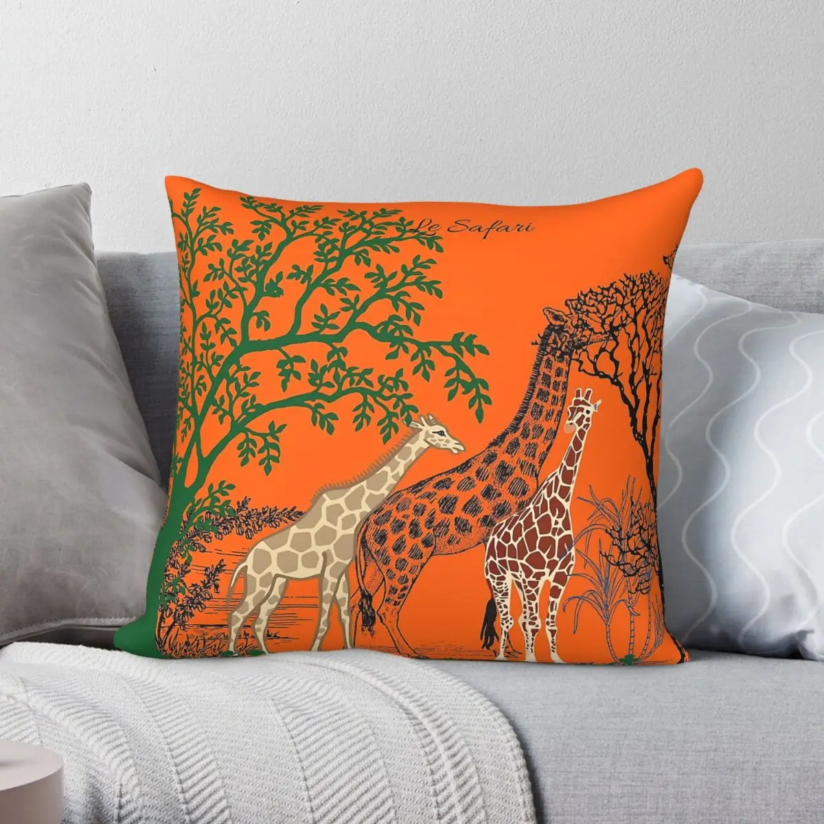 Safari Collection Giraffes Pillowcase Polyester Linen Velvet Creative Zip Decorative Car Cushion Cover 18