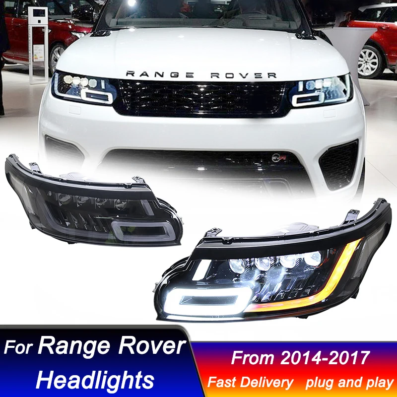 

Автомобильные полностью светодиодные фары для Land Rover Range Rover sport 2014-2017, новый стиль, полностью светодиодные DRL, автосигнальные фары, аккумулятор