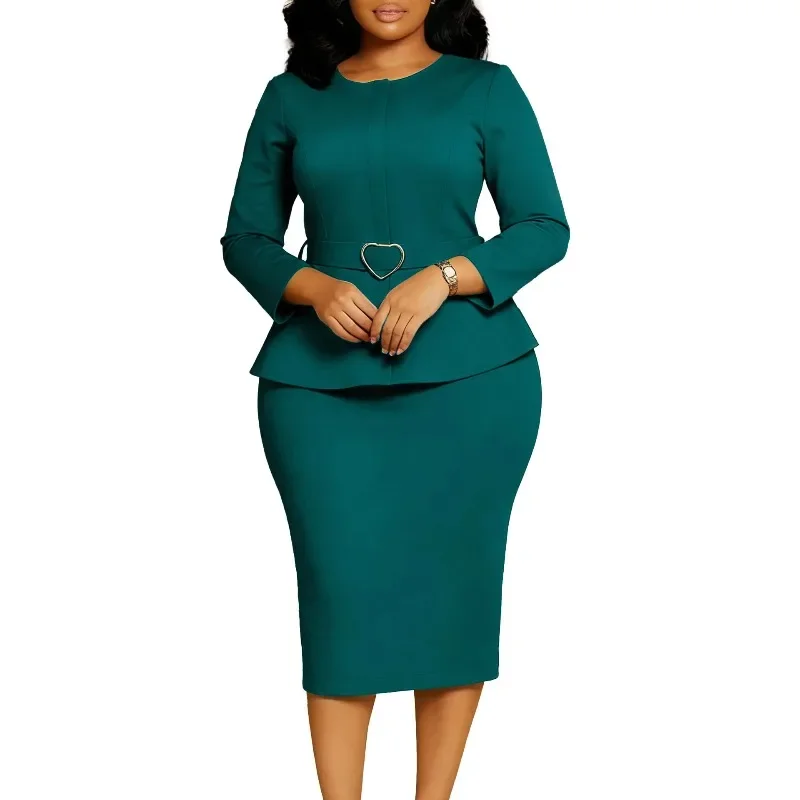 

Autumn Elegant African Women Long Sleeve O-neck Polyester Party Evening Bodycon Midi Dress Dashiki African Dresses for Women