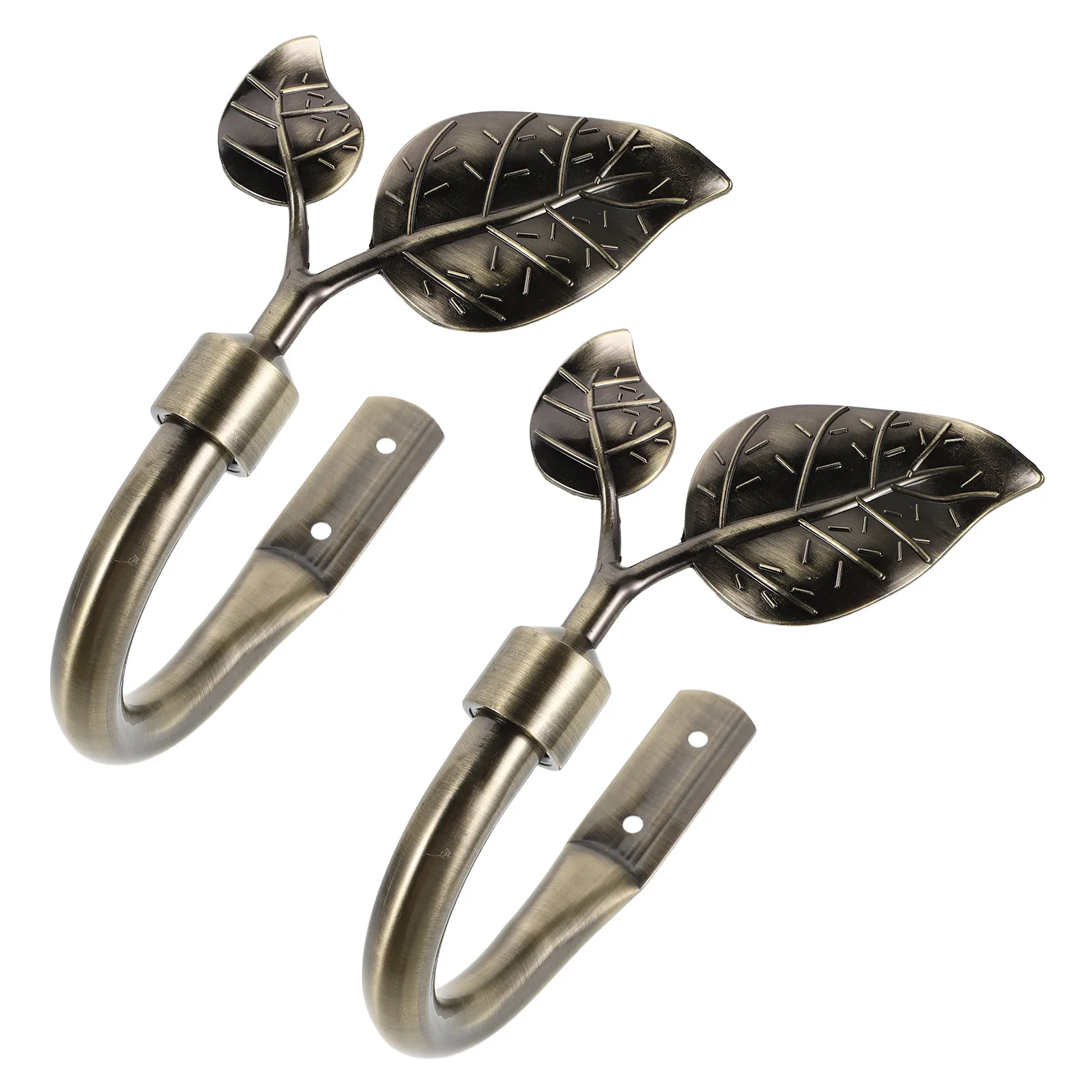2Pcs Leaf Curtain Tie Backs Wall Mounted Sturdy Metal Holdback Hooks Easy One Hand Operation for Cotton Linen Curtains