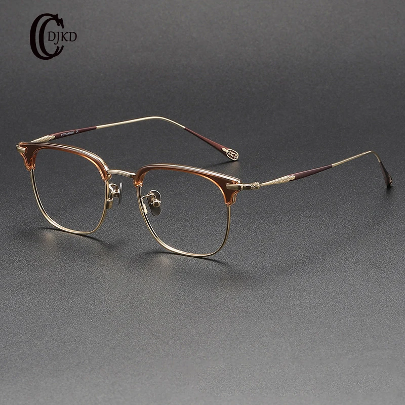 

2024 New 80901 titanium Rectangle Eyeglass Frame Men And Women High Quality Fashion Designer Handwork Personalized Retro Glasses