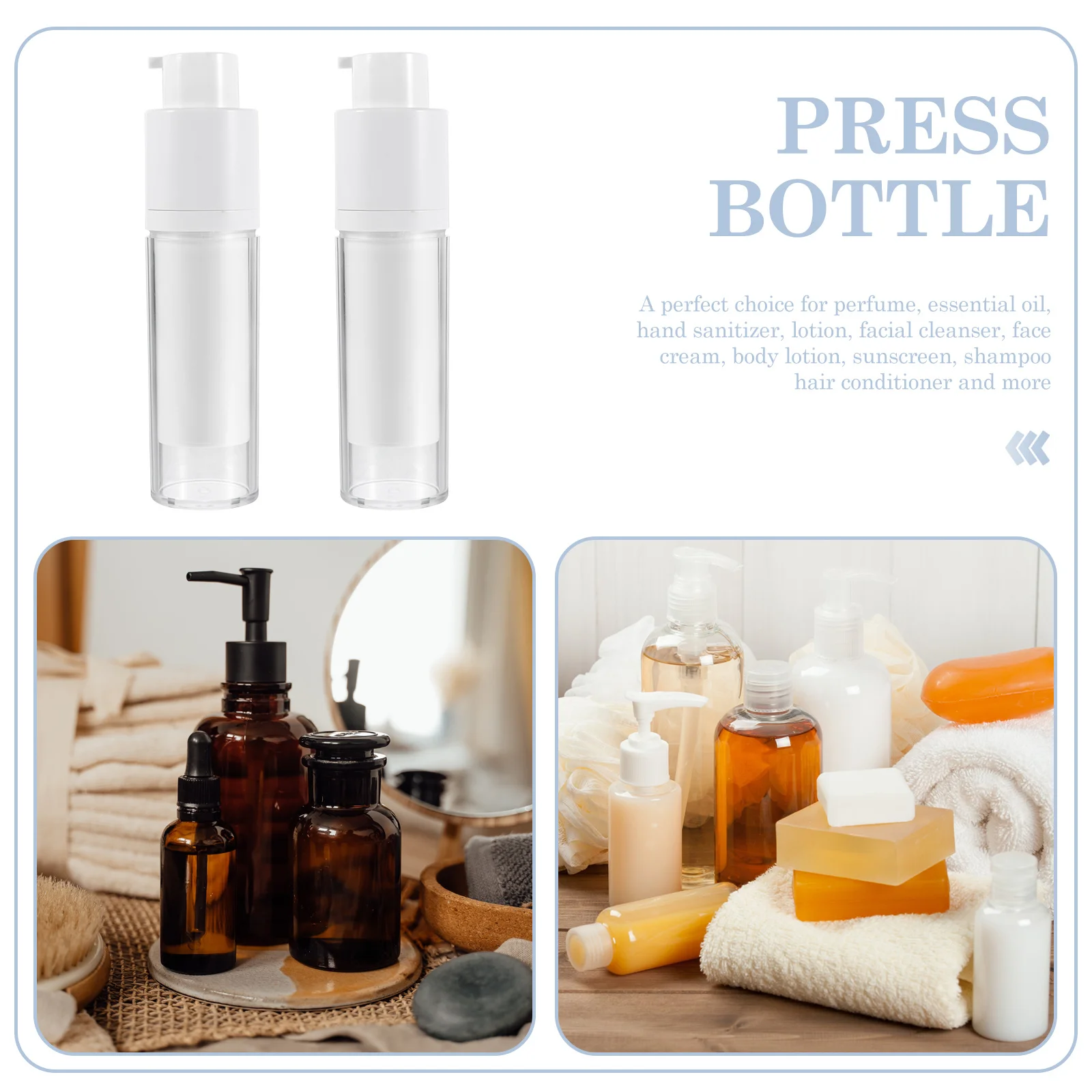 Bouteilles sous vide à capuchon rotatif, 2 pièces, conteneurs de voyage légers et durables étanches, multifonctions rechargeables