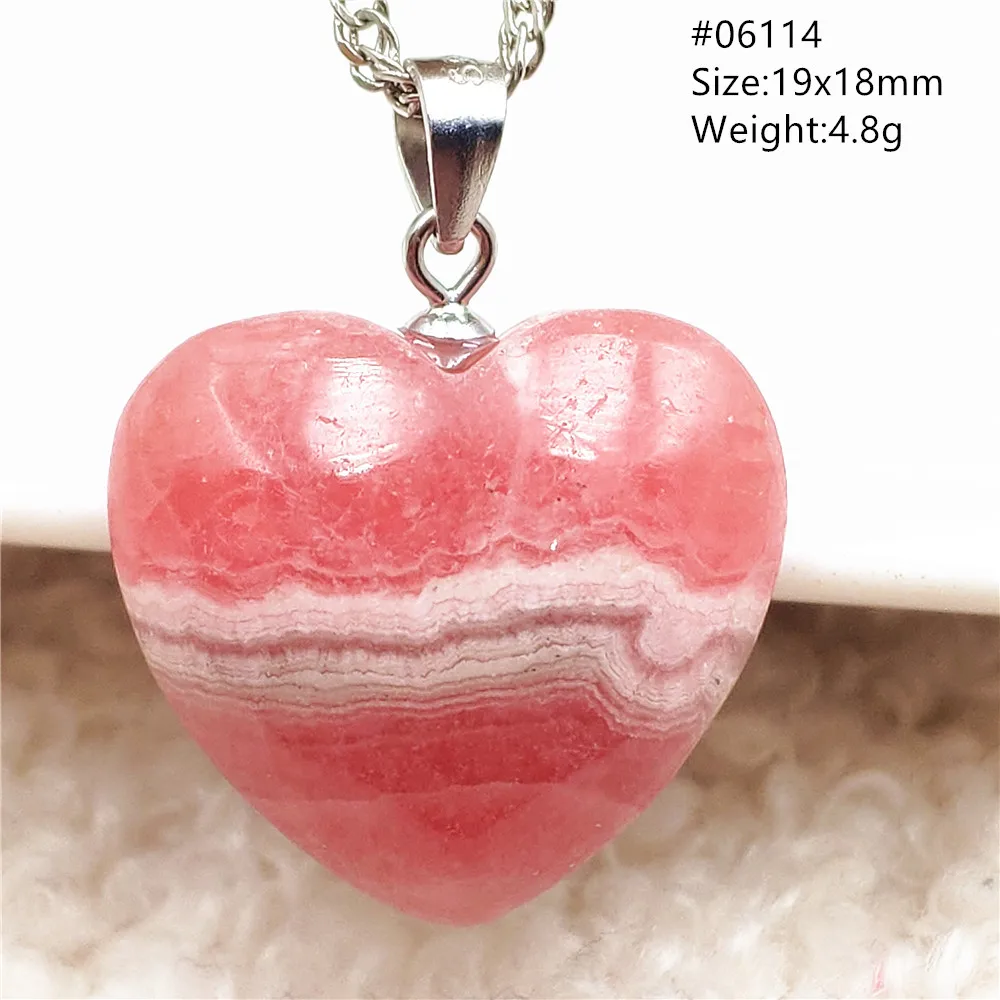 Natural Red Rhodochrosite Pendant Heart Oval Rose Rhodochrosite Women Gemstone Jewelry 925 Sterling Silver AAAAA 4