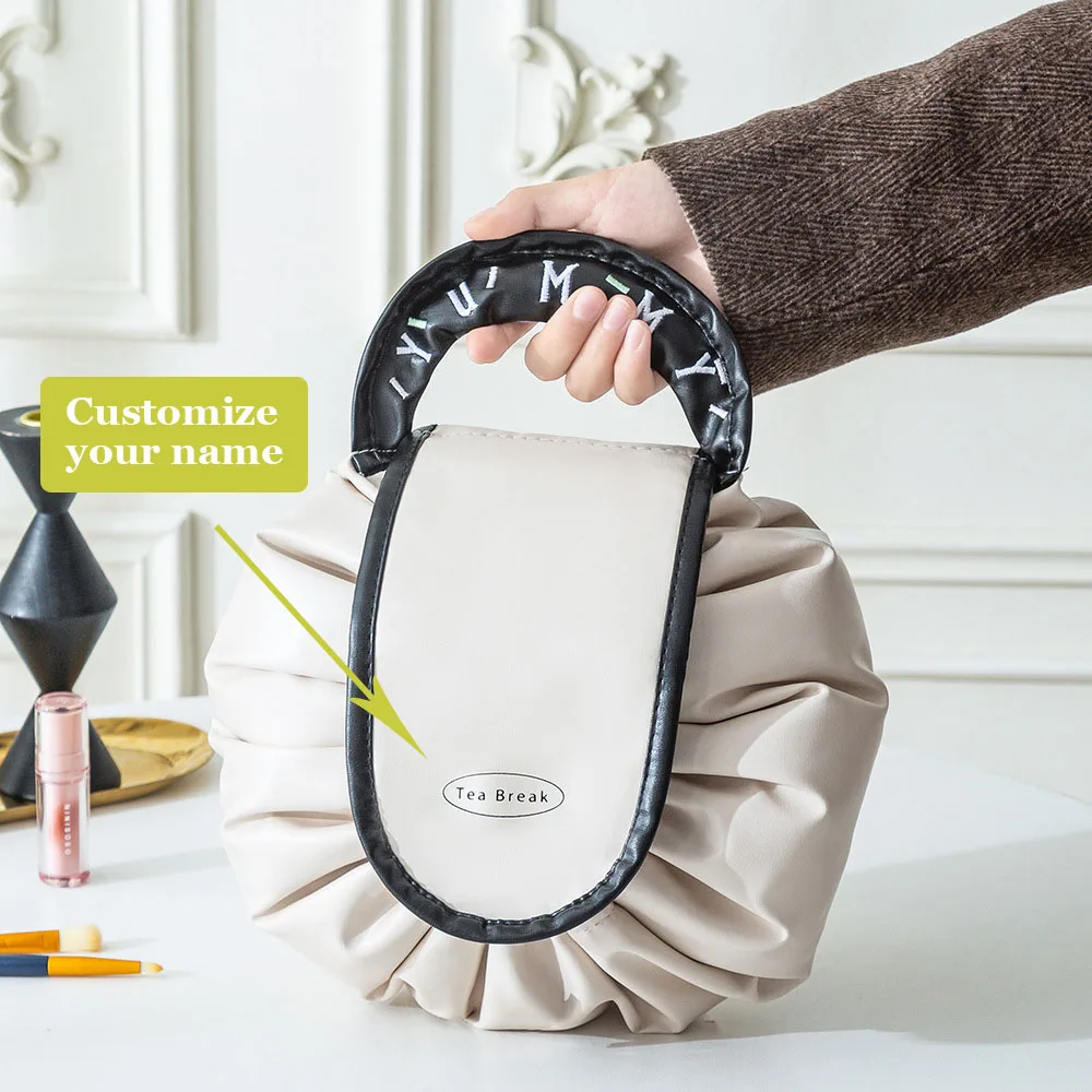 

Custom Name Makeup Bag Personalized Bridesmaid Gifts Unique Drawstring Toiletry Pouch for Bachelorette Part, Wedding Party Gift