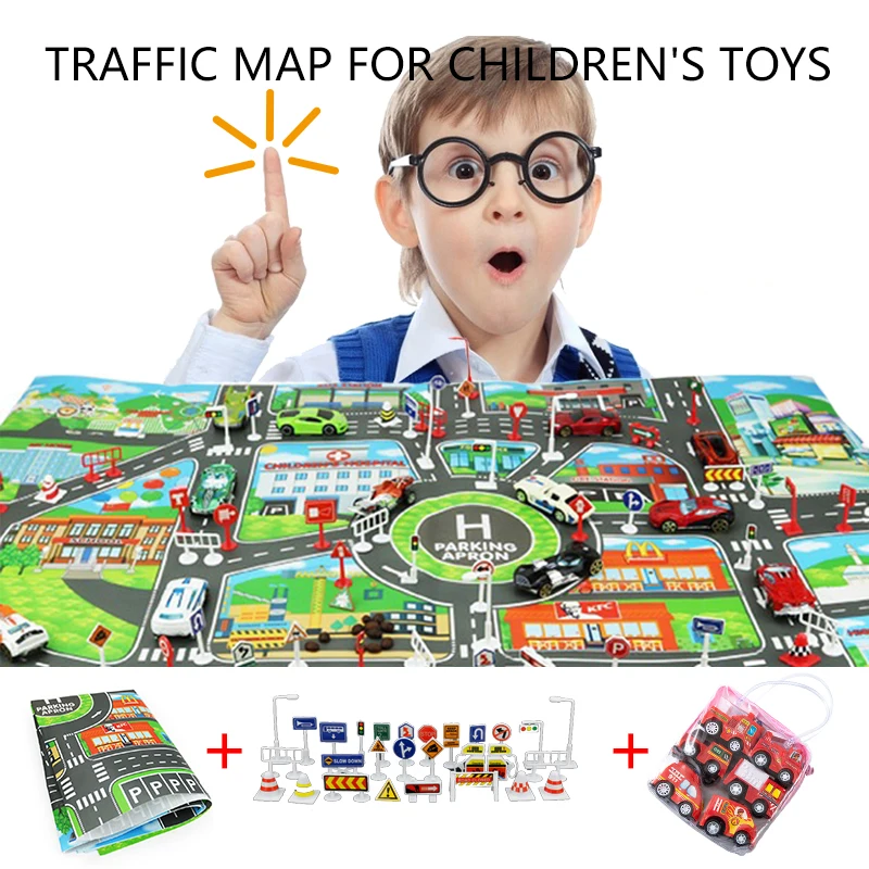 Baby Training And Game Mats Traffic Road Map Baby Activities Mat Toys City Carpet City Car Parking Lot Table Cloth Traffic Signs