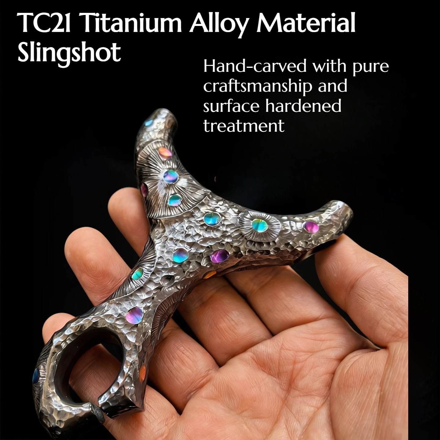 

TC21 Titanium Alloy Engraved Ancient-style Second-generation Slingshot Outdoor High-precision Powerful Hunting Equipment