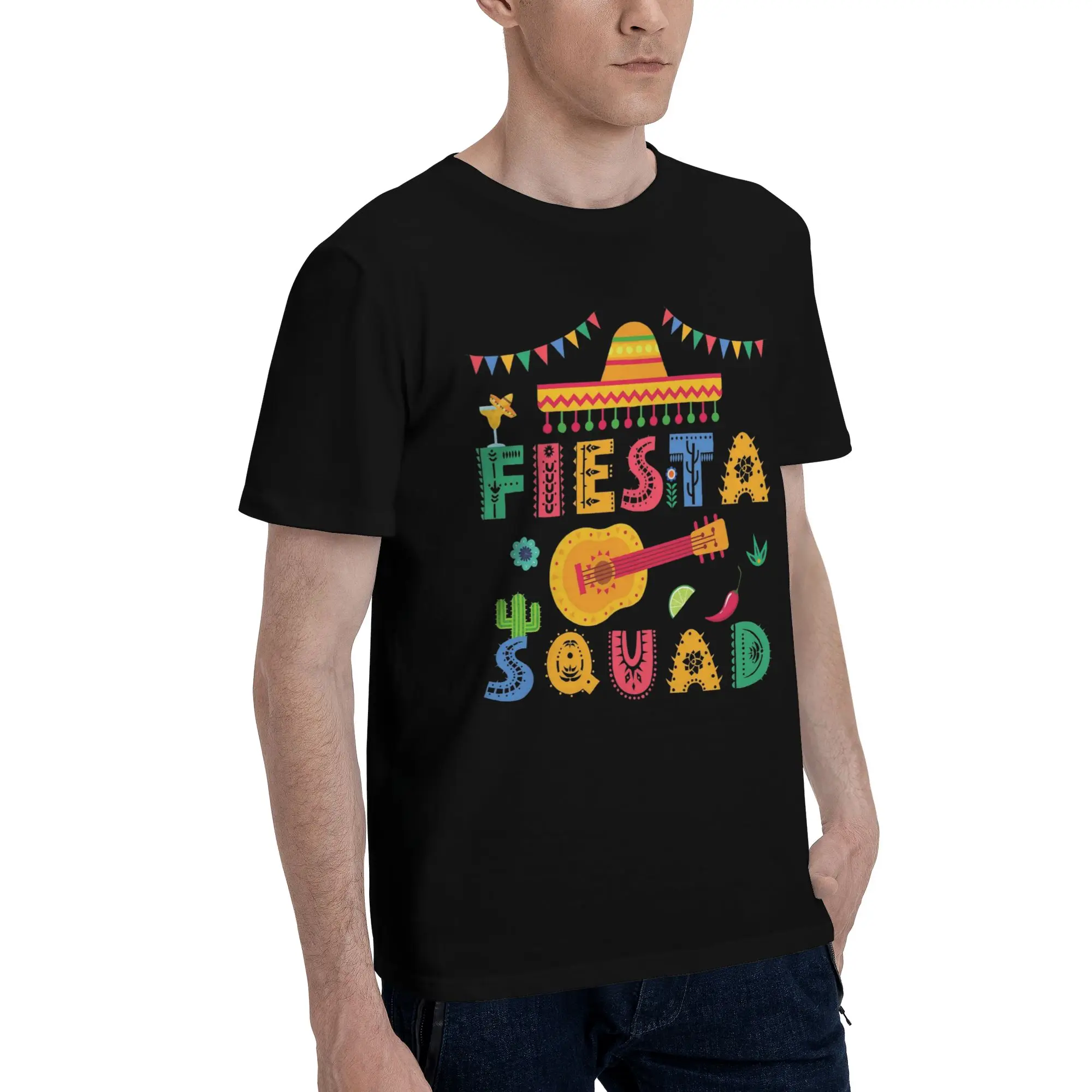 Men Women Fiesta Squad Cinco De Mayo Shirt Cotton Printed Tee Shirts  Top Clothing