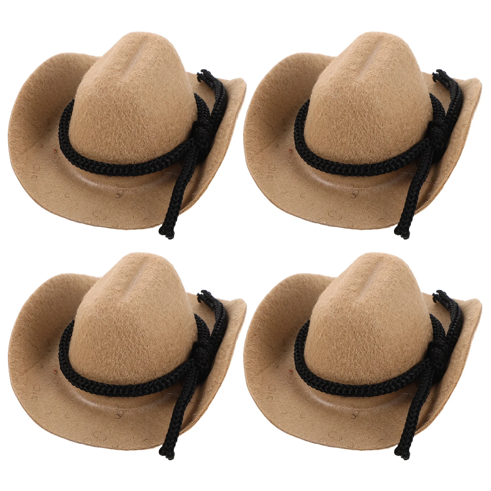 

4Pcs Decorative Mini Hats Mini White Cowboy Hats for Crafts Retro Flocked Finish Tiny Dress Up Caps for Western Party Themes