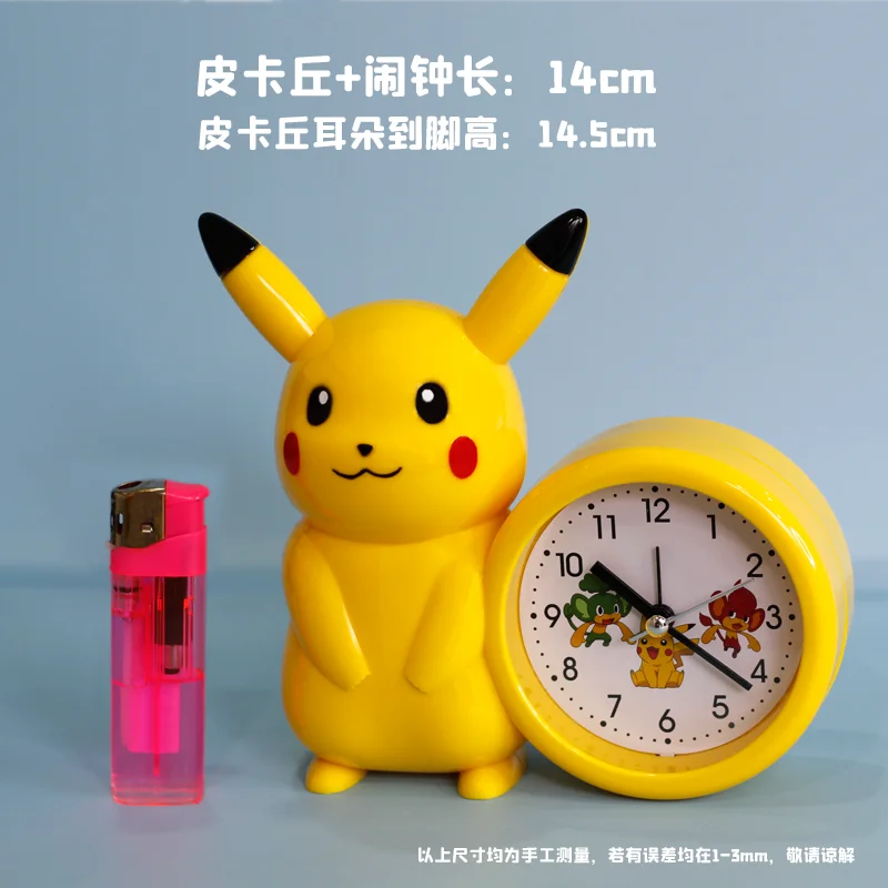 Novo genuíno pokemon anime pikachu catoon kawaii modelo de ação decoração brinquedo crianças alarme ponteiro relógio estudante crianças presente