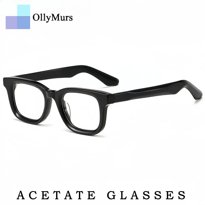 

OLLYMURS High Quality Men's Acetate Glasses Thickened Retro Square Big Size Optical Prescription Eyeglasses Frame Women Z2212U