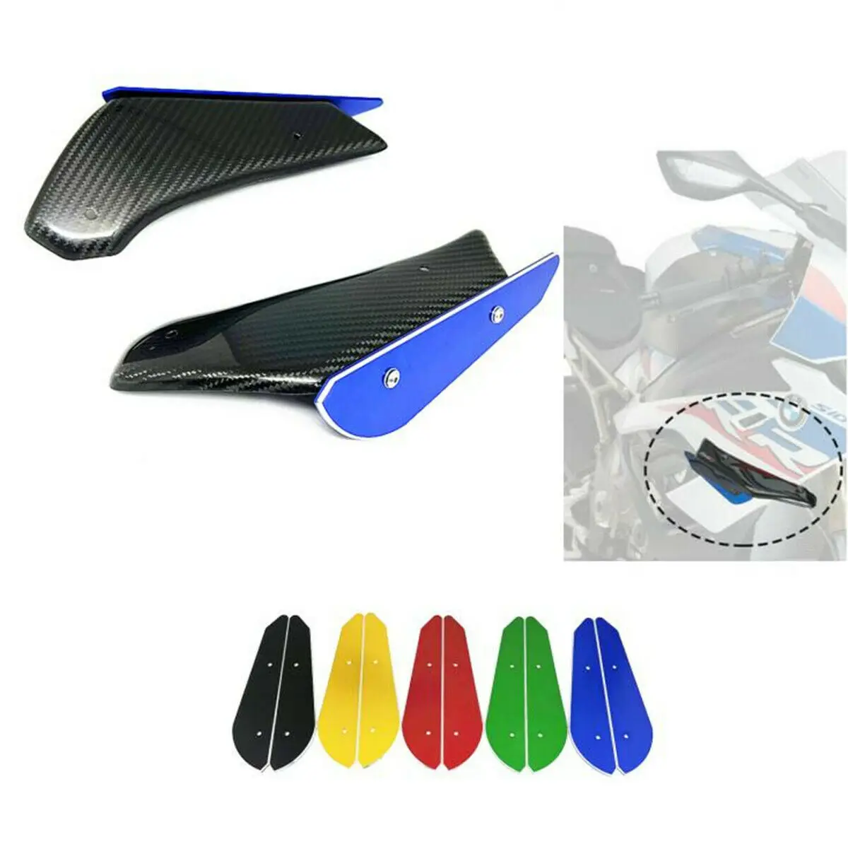 

For BMW S1000RR 2019 2020 2021 Carbon Fibre Color Side Spoiler Downforce Winglets