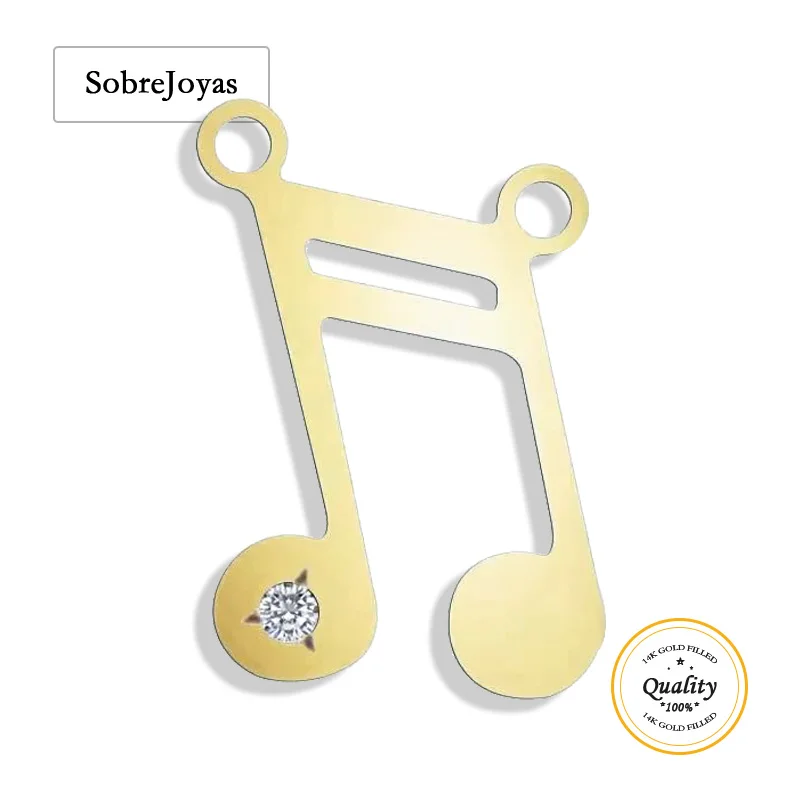 

14K Gold Filled Musical Pendant For Bracelet Necklace Earring Musical Mote Charm DIY Jewelry Tarnish Resistant Jewelry Findings