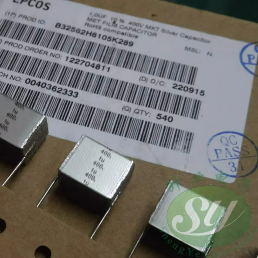5pcs/lot EPCOS 1.0uf/400v 1u0 1uf 105 Brand New 15mm MKT Silver Capacitor B32562H6105M / B32562H6105K