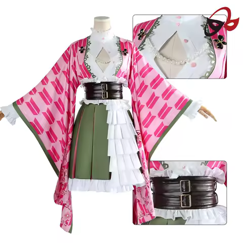 Kanroji Mitsuri Women's Anime Cosplay Costume Set with Wig And Belt - Adult Anniversary Outfit for Halloween And Cosplay Events