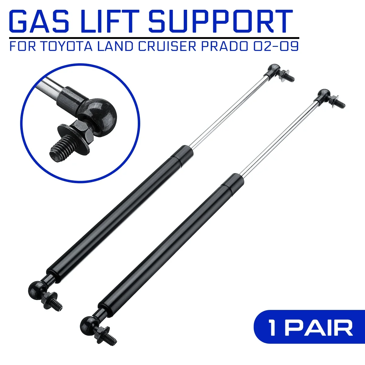 47.5cm Car Steel Car Bonnet Hood Strut Bars Replace Gas Struts Support Rod for Toyota Land Cruiser Prado 120 Series 2002-2009