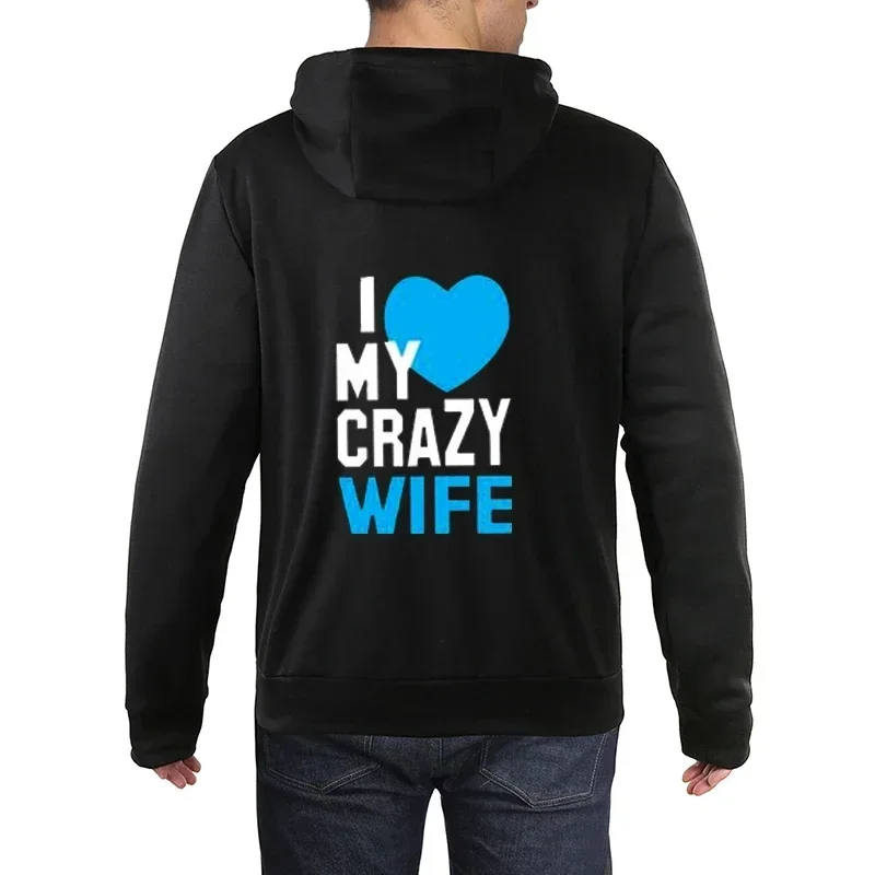 Women Men Lovers Sweatshirt Lovers Couples I LOVE MY CRAZY HUSBAND I LOVE MY CRAZY WIFE Couple Hoodies Chritsmas