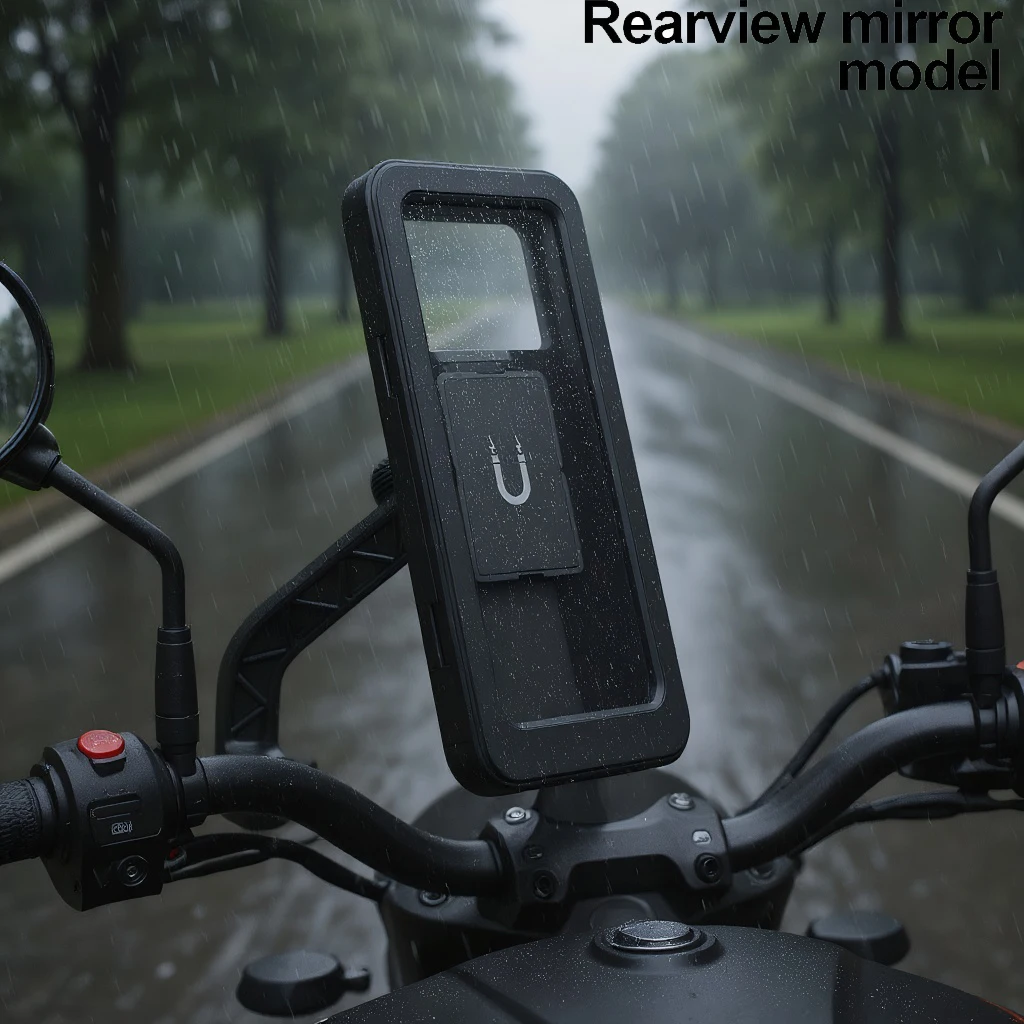 

Waterproof Motorcycle Bike Mobile Phone Holder Support Bicycle GPS Swivel Adjustable Touch Screen Rearview Mirror phone Holder